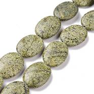 Natural Serpentine/Green Lace Stone Beads Strands, Oval, 30x22x8mm, Hole: 1.2~1.5mm, about 13pcs/strand, 15.35''(39cm)(G-P469-02)