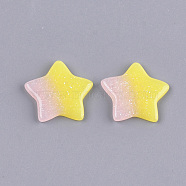 Resin Cabochons, with Glitter Powder, Star, Yellow, 18x19x2.5mm(X-CRES-T010-36B)