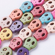 Synthetic Turquoise Beads Strands, Skull, Dyed, 15x13x4mm, Hole: 1mm, about 25pcs/strand, (37.5cm)(G-E456-03B)