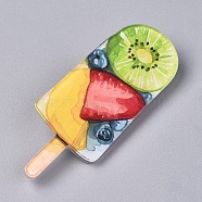 Acrylic Badges Brooch Pins, Cute Lapel Pin, for Clothing Bags Jackets Accessory DIY Crafts, Fruit Ice-lolly, Colorful, 62x25x8.5mm, Pin: 0.8mm(JEWB-E676-79)