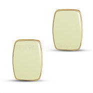 SHEGRACE Alloy Epoxy Resin Stud Earrings, with 925 Sterling Silver Pins, Rectangle, Creamy White, 18x13mm(JE852A)