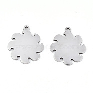 Non-Tarnish 201 Stainless Steel Pendants, Stamping Blank Tag, Laser Cut, Flower, Stainless Steel Color, 18.5x16x0.9mm, Hole: 1.4mm(STAS-S081-037)