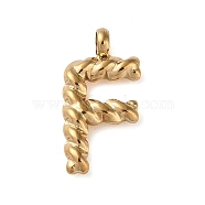 316 Surgical Stainless Steel Pendants & Charms, Golden, Letter F, 14.5x7x2mm, Hole: 2mm(STAS-D031-01F)