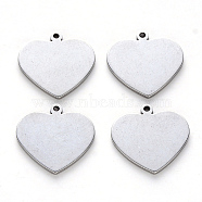 201 Stainless Steel Charms, Laser Cut, Stamping Blank Tag, Heart, Stainless Steel Color, 15x15x1mm, Hole: 1.2mm(X-STAS-N092-72)