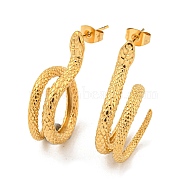 304 Stainless Steel Stud Earrings, Snake, Golden, 31x15mm(EJEW-B039-04G)