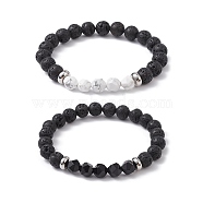 2Pcs 2 Style Natural Mixed Stone Beaded Stretch Bracelets, Stackable Bracelets, Inner Diameter: 2-1/2~2-5/8 inch(6.4~6.7cm), 1Pc/style(BJEW-JB09773)