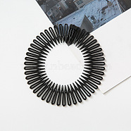 Plastic Full Circular Flexible Comb Hair Bands, Wide Hair Accessories, Black, 300x30mm(OHAR-PW0003-190B)