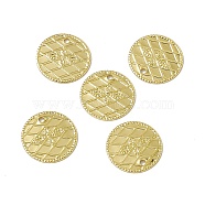 Rack Plating Brass Charms, Long-Lasting Plated, Cadmium Free & Nickel Free & Lead Free, Flat Round with Rhombus Pattern, Real 18K Gold Plated, 12.5x0.7mm, Hole: 1.2mm(KK-C007-06G)