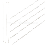 Elite 925 Sterling Silver Flat Cable Chains, Soldered, Silver, 1.6x1.2x0.5mm; 74~75cm(STER-PH0002-12)