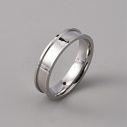 201 Stainless Steel Grooved Finger Ring Settings, Ring Core Blank, for Inlay Ring Jewelry Making, Stainless Steel Color, US Size 14(23mm)(STAS-WH0027-27H-P)