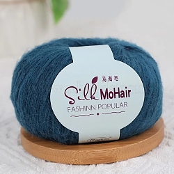 Mohair Yarn, Hand Knitting Threads, for Baby Sweater Scarf Fabric Needlework Craft, Dark Cyan, 1~2mm(PW-WGB3085-28)