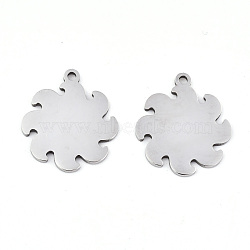 201 Stainless Steel Pendants, Stamping Blank Tag, Laser Cut, Flower, Stainless Steel Color, 18.5x16x0.9mm, Hole: 1.4mm(STAS-S081-037)