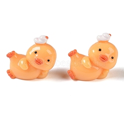 Cartoon Cute Resin 3D Duck Figurines, for Home Office Desktop Decoration, Orange, 33x37.5x22mm(RESI-L042-01A)