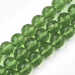 Transparent Glass Bead Strands, Faceted, Round, Spring Green, 12mm, Hole: 2mm, about 50pcs/strand, 22.4 inch(X-GLAA-R095-12mm-14)