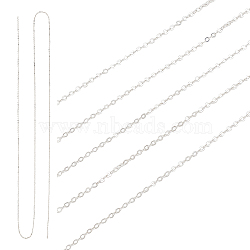 925 Sterling Silver Flat Cable Chains, Soldered, Silver, 1.6x1.2x0.5mm; 74~75cm(STER-PH0002-12)