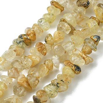 Natural Rutilated Quartz Beads Strands, Chip, 6x8mm, Hole: 1mm, about 197pcs/strand, 31.18''(79.2cm)