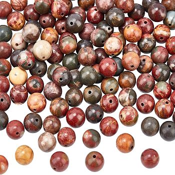 Natural Polychrome Jasper/Picasso Stone/Picasso Jasper Beads Strands, Round, 8mm, Hole: 1mm, about 120pcs/box