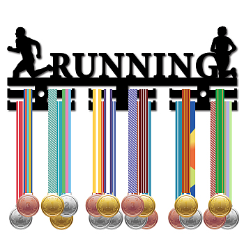 Word Running Acrylic Medal Holder, Medals Display Hanger Rack, with Standoff Pins, Medal Holder Frame, Sports Themed Pattern, 106x290x10mm, Hole: 8mm