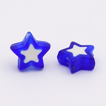 Transparent Acrylic Beads, Bead in Bead, Star, Medium Blue, 9x10x4mm, Hole: 2mm, about 2066pcs/410g