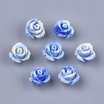 Synthetic Coral Beads, Dyed, Flower, Royal Blue, 10x10.5x8mm, Hole: 1mm