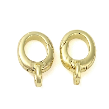 Brass Spring Gate Rings, Oval, Golden, 16x9x5.5mm, Hole: 2.5mm