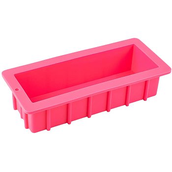 Rectangle Soap Silicone Molds, for DIY Cake, Chocolate, Candy, Toast, Hot Pink, 295x130x66mm, Inner Diameter: 255x90mm