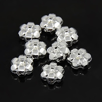Plating Plastic Acrylic Flower Spacer Beads, Silver Plated, 11x10x4.5mm, Hole: 1.5mm, about 166pcs/50g