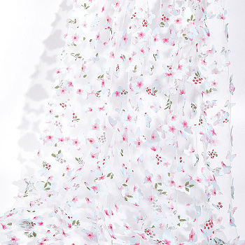 Gradient 3D Butterfly Polyester Gauze Fabric, Clothes Bag Accessories, Light Cyan, 1450x0.1~1mm, 1 yard/pc