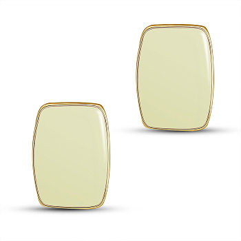 SHEGRACE Alloy Epoxy Resin Stud Earrings, with 925 Sterling Silver Pins, Rectangle, Creamy White, 18x13mm