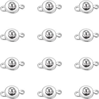 304 Stainless Steel Snap Clasps, Stainless Steel Color, 15.5x10x5mm, Hole: 1.5mm, 20pcs/box