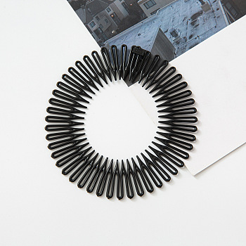 Plastic Full Circular Flexible Comb Hair Bands, Wide Hair Accessories, Black, 300x30mm