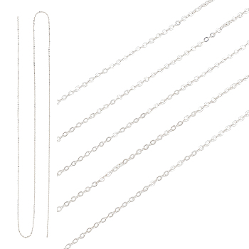 Elite 925 Sterling Silver Flat Cable Chains, Soldered, Silver, 1.6x1.2x0.5mm; 74~75cm