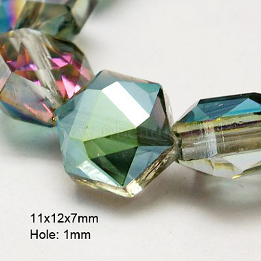 12mm MediumAquamarine Hexagon Glass Beads