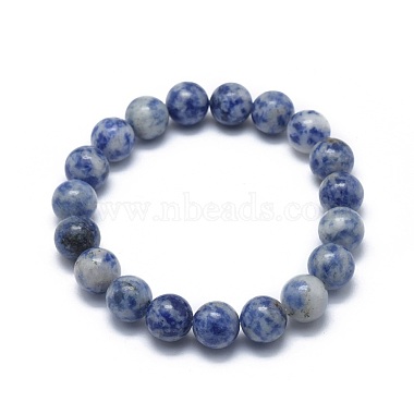 Natural Blue Spot Jasper Bead Stretch Bracelets(BJEW-K212-B-039)-2