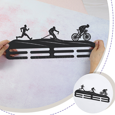Running & Skiing & Cycling Theme Iron Medal Hanger Holder Display Wall Rack(ODIS-WH0021-705)-3