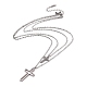 Stainless Steel Hollow Out Cross Pendant Double Layer Necklace with Cable Chains for Men Women(NJEW-E088-01P)-2