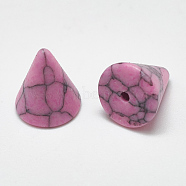 Synthetic Turquoise Beads, Half Drilled, Cone, Dyed, Hot Pink, 8.5x7.5~8mm, Hole: 1mm(X-TURQ-S290-75)