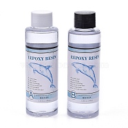 Transparent Clear Crystal Epoxy AB Glue, Mixing Weight/Volume Ratio: A Glue: B Glue=1:1, For DIY Epoxy UV Resin Jewelry Making, with Screw Top Lids, Clear, 40x129mm(Including Lid), 120ml/pc, 2pcs/set(TOOL-L009-02)