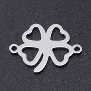 201 Stainless Steel Links connectors, Clovers, Stainless Steel Color, 19.5x14x1mm, Hole: 1.4mm(STAS-N090-JN826-1)