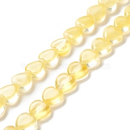 Transparent Glass Beads Strand, Heart, Yellow, 9.5~10x10x3.5~4.5mm, Hole: 0.8~1mm, about 35pcs/strand, 13.15~13.31 inch(33.4~33.8cm)(GLAA-F112-03J)