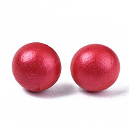 Pearlized Half Round Schima Wood Earrings for Girl Women, Stud Earrings with 316 Surgical Stainless Steel Pins, Red, 11x4.5mm, Pin: 0.7mm(EJEW-N048-001-11)