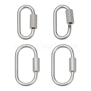 4Pcs 2 Styles Ion Plating(IP) 304 Stainless Steel Screw Carabiner Lock Charms, for Necklaces Making, Oval, Stainless Steel Color, 22~26x11~14x4mm, 2pcs/style(STAS-NB0001-85P)