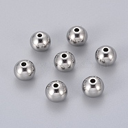 201 Stainless Steel Beads, Round, 10mm, Hole: 1.5mm(X-STAS-E021-10mm)