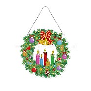 Christmas Theme DIY Diamond Painting Wreath Pendant Decoration Kits, including Resin Rhinestones, Diamond Sticky Pen, Tray Plate and Glue Clay, Christmas Bell, 280x285mm(XMAS-PW0001-112B)