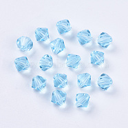 Czech Glass Beads, Faceted, Bicone, Light Sky Blue, 6mm, Hole: 0.8mm; about 144pcs/gross(302_6mm202-1)