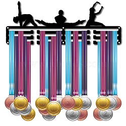 Iron Medal Holder, Medals Display Hanger Rack, Medal Holder Frame, Rectangle with Dancer, Black, 15x40cm(HJEW-WH0016-013)
