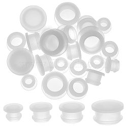 24Pcs 4 Style Silicone Bottle Seal Plug, Reusable Replacement Bottle Stopper, Flat Round, White, 11.5~19.5x9~11.5mm, 6pcs/style(AJEW-GF0005-95)