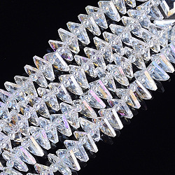 Electroplate Glass Beads Strands, AB Color Plated, Faceted, Fan, Clear AB, 10x12.5x4mm, Hole: 1mm, about 90pcs/strand, 19.2 inch(EGLA-S176-05B-A01)