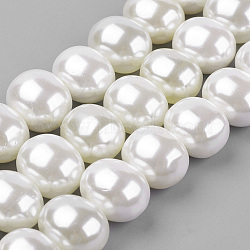 Shell Pearl Beads Strands, Oval, WhiteSmoke, 12.5~13x16x12.5~13.5mm, Hole: 1mm, about 30pcs/strand, 15.5 inch(39.37cm)(BSHE-K010-04A)