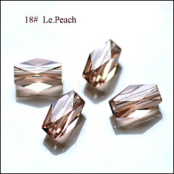 Imitation Austrian Crystal Beads, Grade AAA, K9 Glass, Faceted, Column, PeachPuff, 8x5.5mm, Hole: 0.7~0.9mm(SWAR-F055-8x4mm-18)